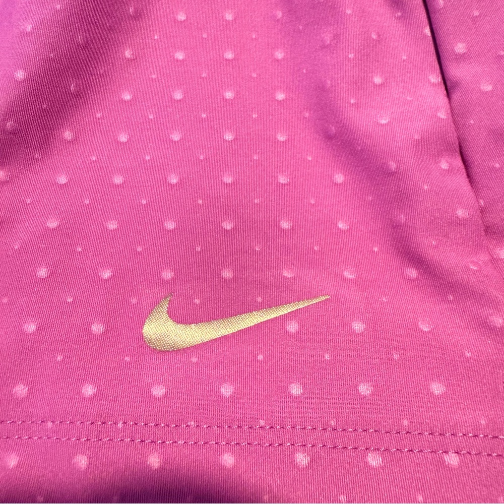 NIKE GOLF Purple Polka Dot Polo Shirt Top Athletic Golfcore Tenniscore Large - Picture 9 of 14